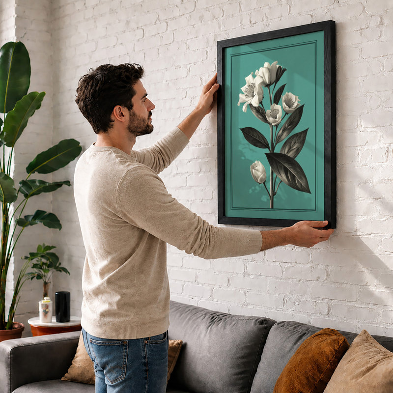 Delicate Stem In Bloom Botanical - Print, A2 - 59.4 x 42.0 cm, Black