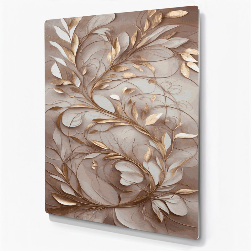 "Abstract Florals 87", art mural en métal gris, H 12 po x l 18 po