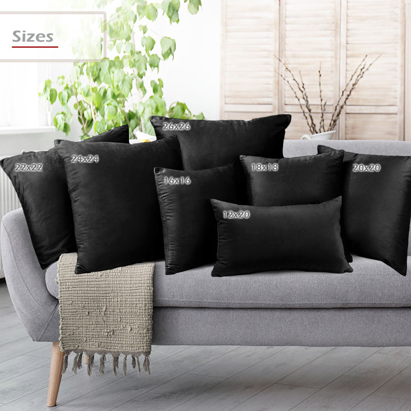 Velvet decorative Throw Pillow Cover, Black