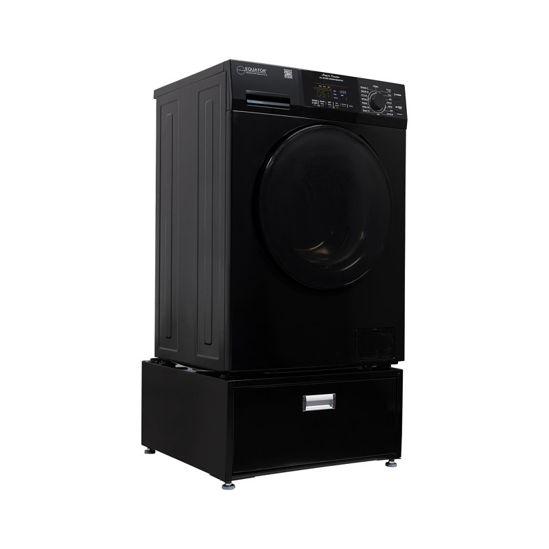 Black 1.62 cu. ft. Smart Electric All-in-One Washer Dryer with Pedestal