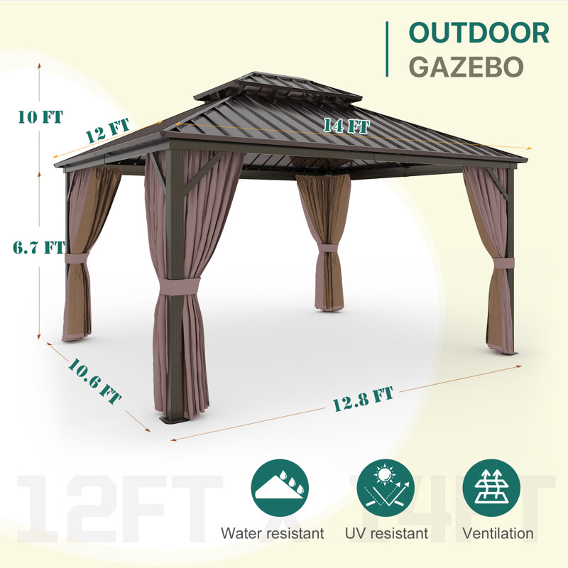 Steel Patio Gazebo, 14 ft x 12 ft