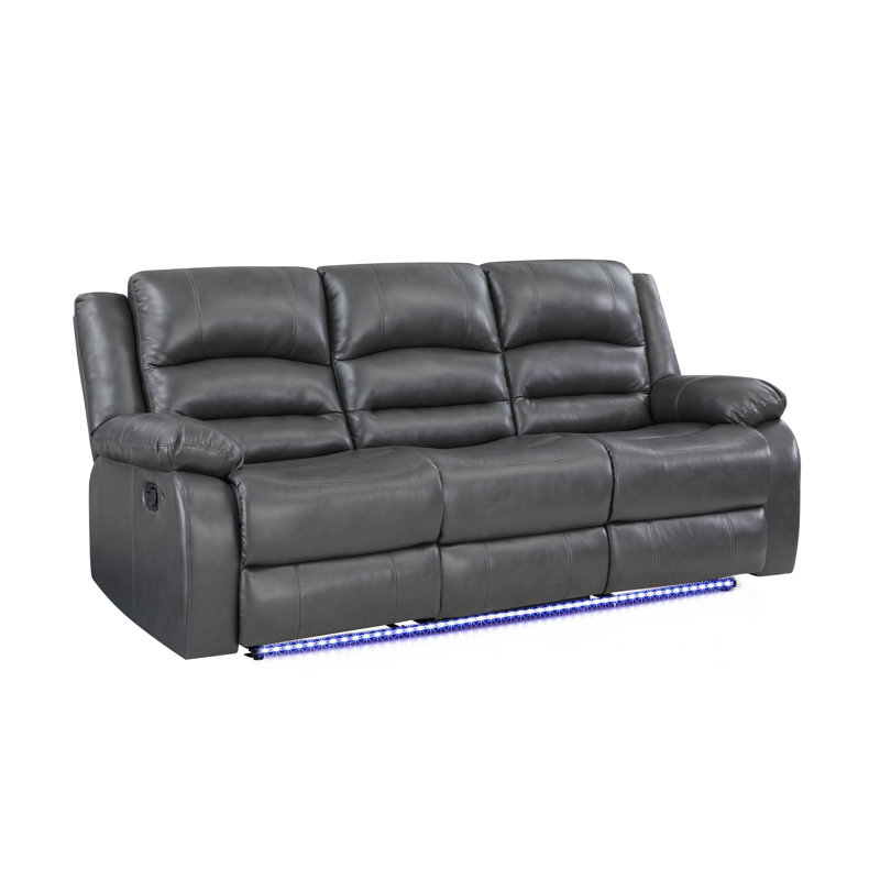 82 " Faux Leather Sofa, Gray Faux Leather