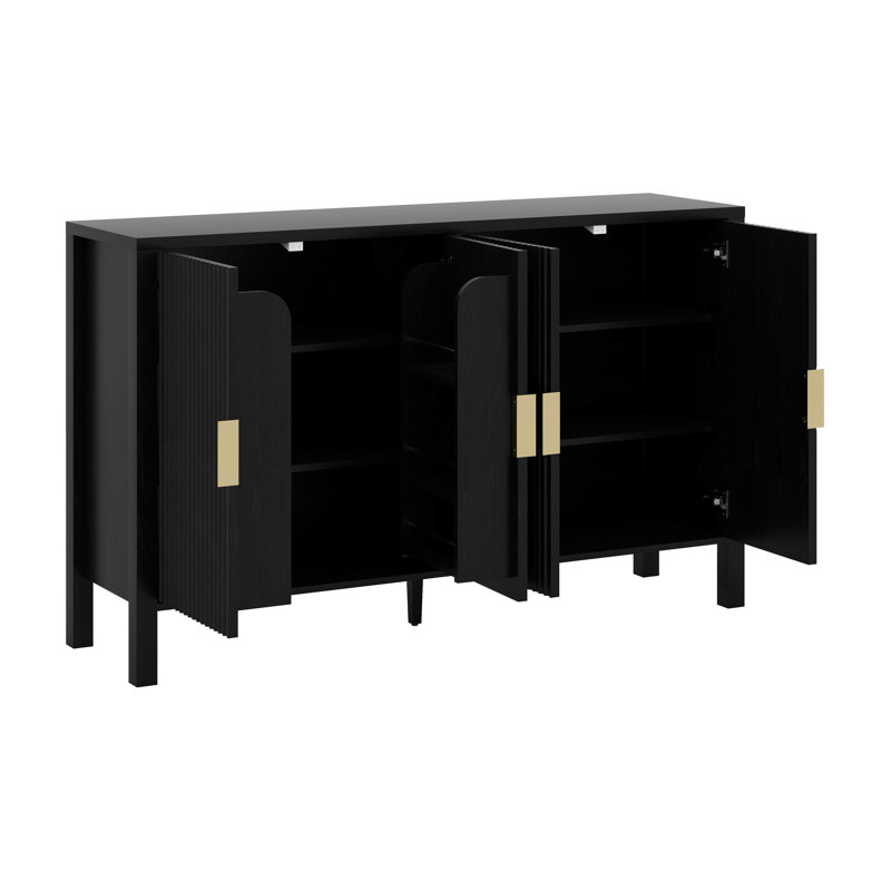 Armoire de rangement à rayures Modern Modern, Noir