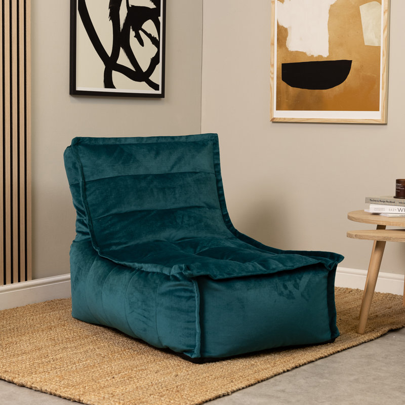 Bean Bag Bazaar Dolce Velvet Lounger Bean Bag, Teal Green