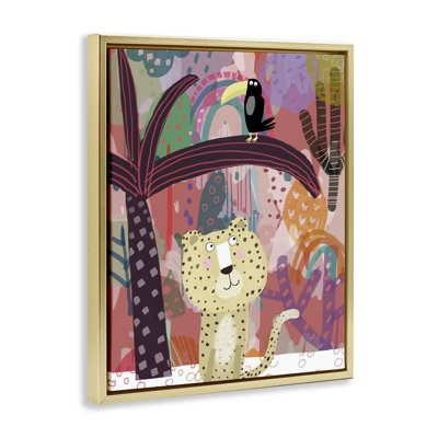 Whimsical Cheetah & Toucan Floating Frame, design by Carla Daly