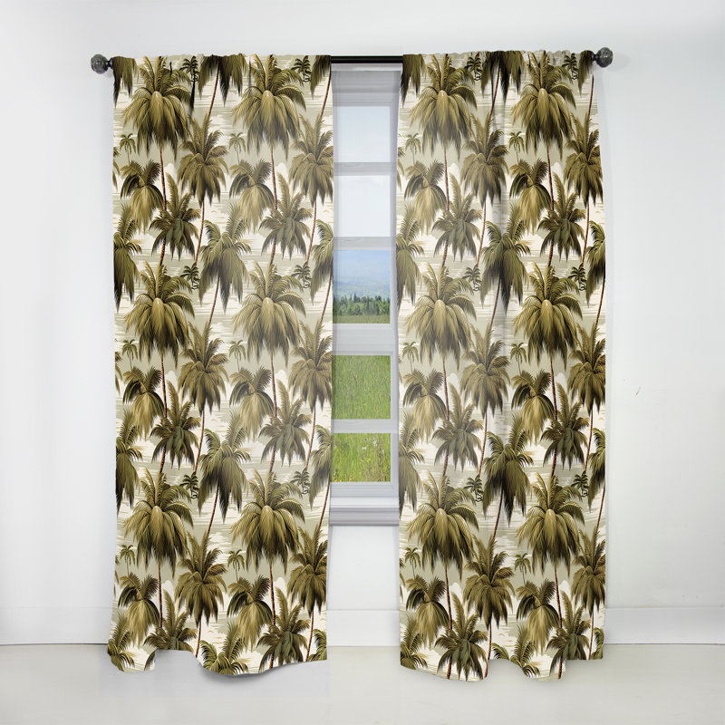 Motif tropical Tranquil Palms - Rideau tropical - Velours obscurcissant - 1 panneau, L 52 po x L 90 po