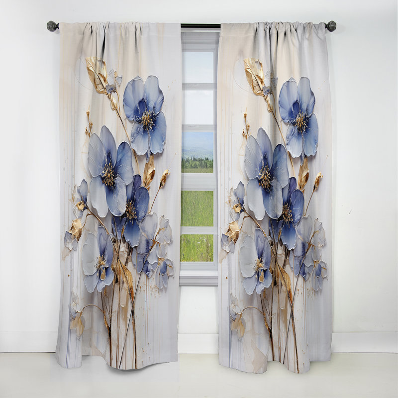 Bilton - Rideau Violets - Rideau occultant à motif floral - 1 panneau, L 52 po x L 120 po