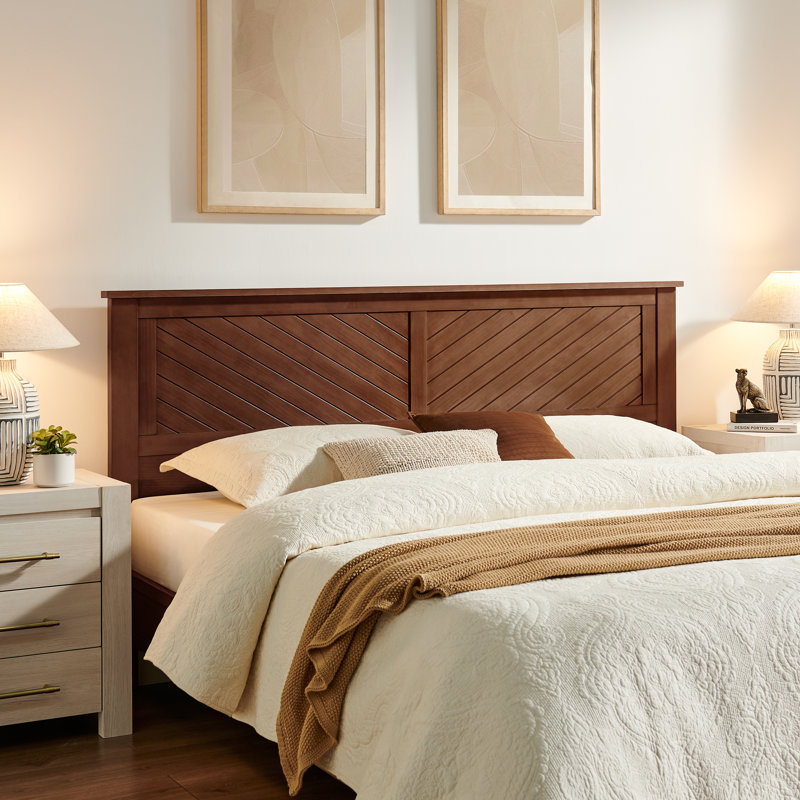 Chalco Solid Wood Headboard With Chamfer, King, Walnut