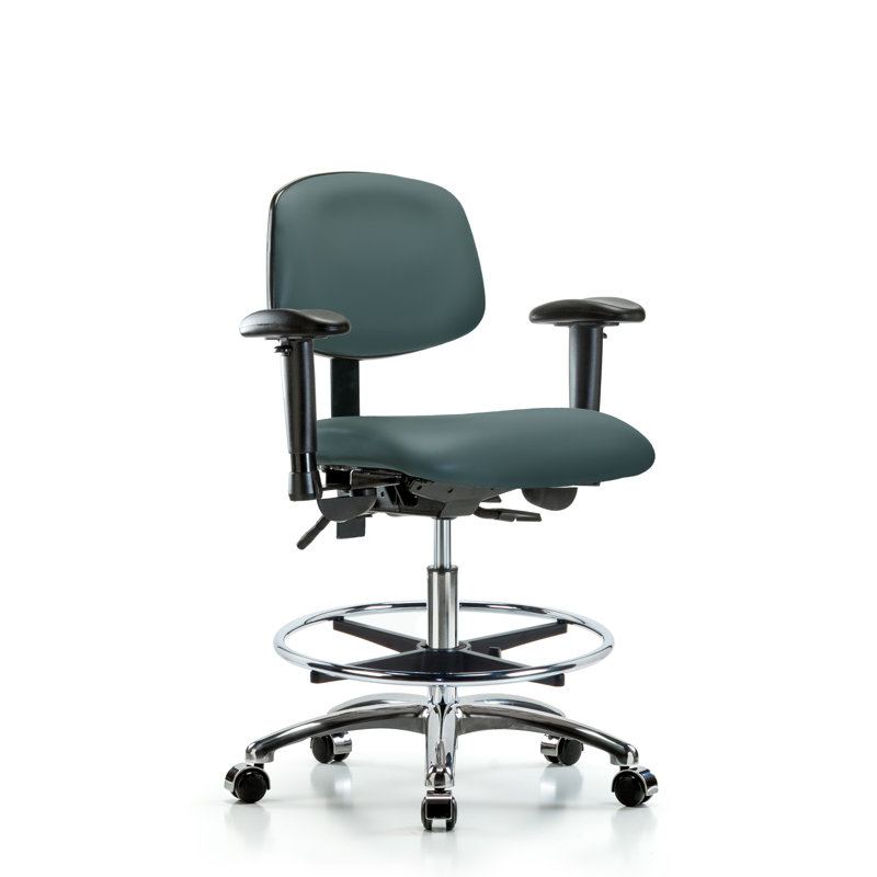 Aliya Vinyl Drafting Chair, Casters, Colonial Blue, Included