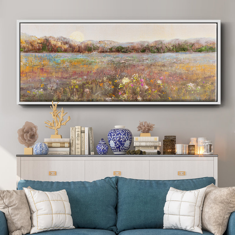 Meadow Moonrise- Framed Canvas, 24" H x 60" W