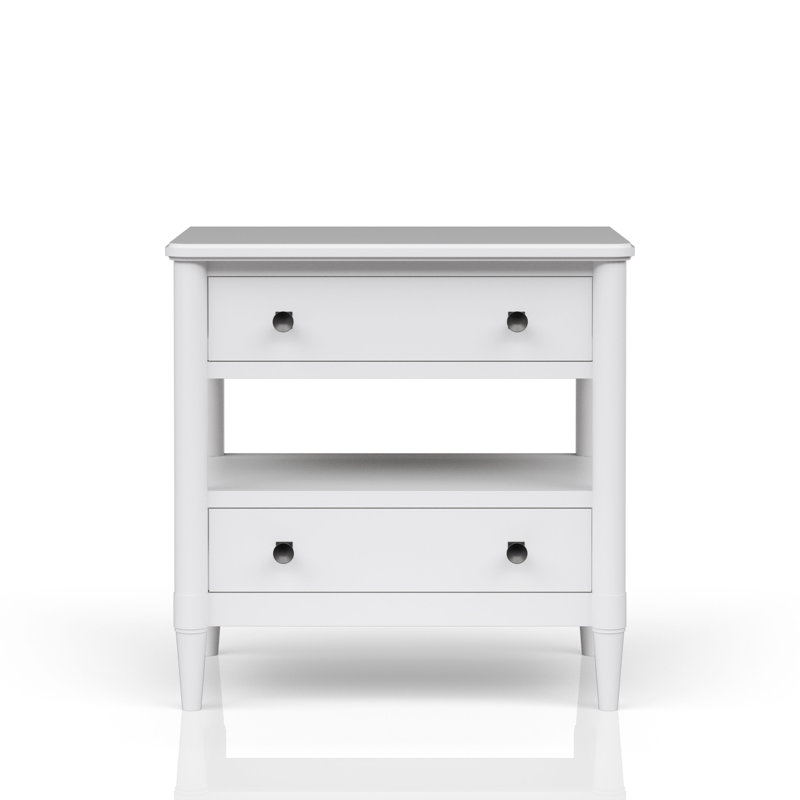 Table de chevet 2 tiroirs Dana Heights, Blanc