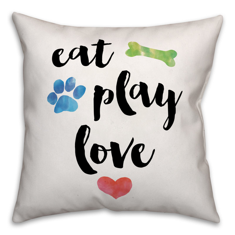 Coussin décoratif «Eat Play Love», 20 po x 20 po, Housse de coussin seulement - sans coussin
