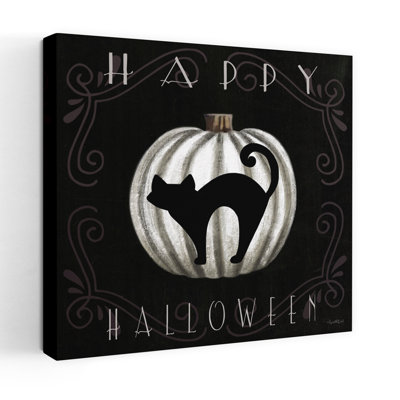 Joyeux Halloween, chat noir, ferme moderne, maison de campagne fantaisiste, art des Fêtes
