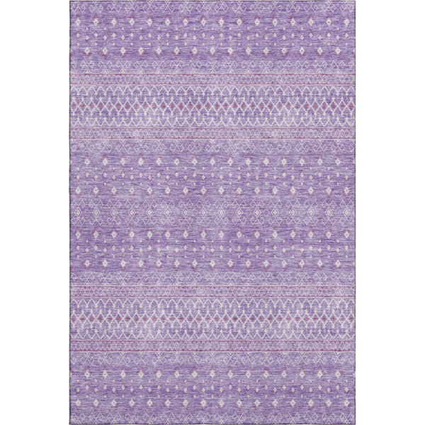 Lavender Rag Rug Bungalow Rose Premium Machine Washable Prisco Lavender Rug | Wayfair