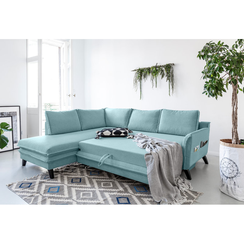 Charming Charlie Corner Sofa, Aqua, Left Hand Facing