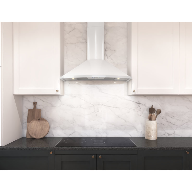 Zephyr Savona 30 in. 600 CFM Wall Mount Range Hood with LED Lights, White, 36"