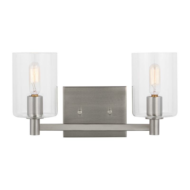 Brushed Nickel 2-Light Dimmable Cylinder Vanity Light