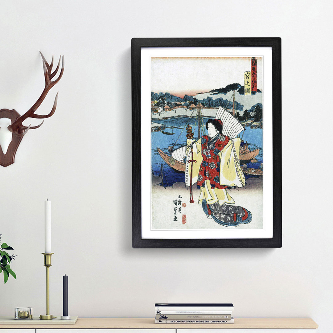 View of Miya by Utagawa Toyokuni - Framed Print