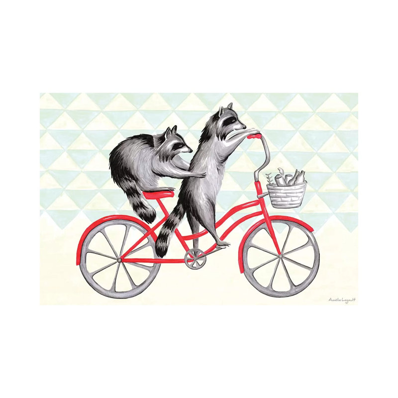 Raccoons On Bike by Amélie Legault - Wrapped Canvas Gallery-Wrapped Canvas Giclée, 20.32 cm H x 30.48 cm W