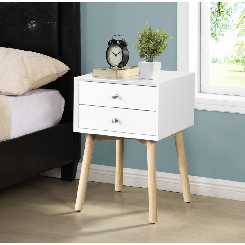Commode décorative, table de chevet, table de chevet, table de chevet en bois Jurgita, Blanc