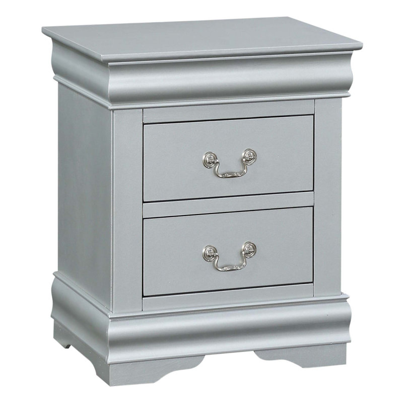 Table de chevet 2 tiroirs Platinum au design classique et amplement de rangement pour les chambres traditionnelles
