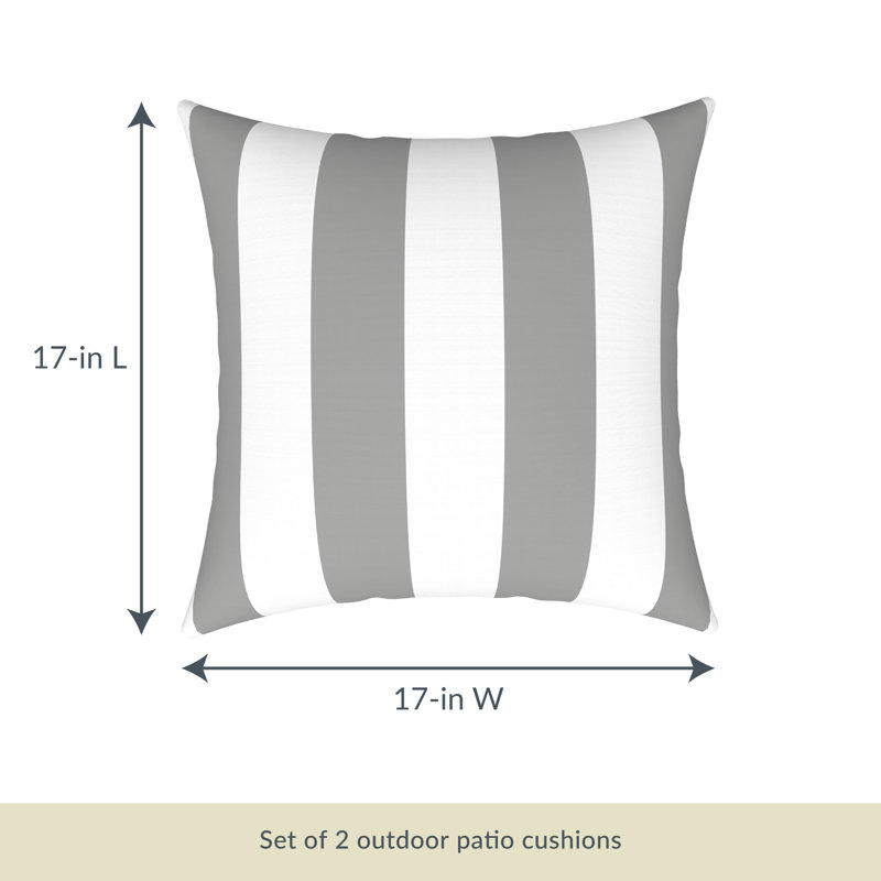 Striped Outdoor Reversible Throw Pillow, Slate Gray/White
