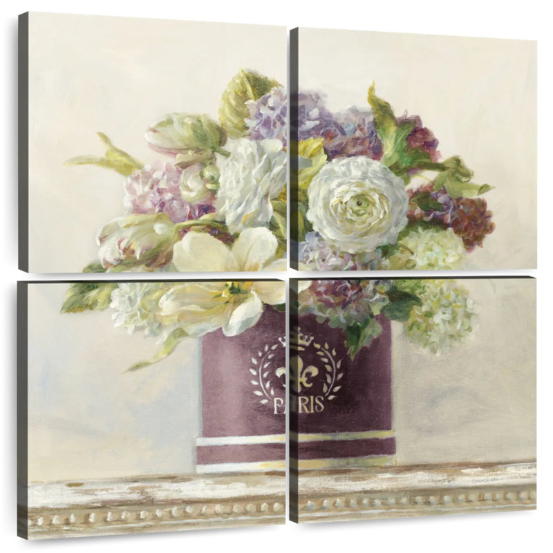 Harnek tulipes dans une boîte à chapeaux aubergine, H 18 po x l 18 po