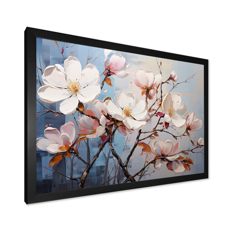 «Luxurious Magnolia Tranquility I», reproduction sur toile, Cadre simple noir, H 24 po x l 32 po x P 1 po