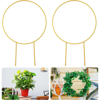 2 Pack Circle Trellis For Climbing Plants Indoor, 15" Gold Small...