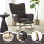Ensemble fauteuil berçant à oreilles en tissu Teddy et repose-pieds, fauteuil à bascule d'allaitement avec poche de rangement latérale, mouvement de glissement fluide, base en bois massif sécurisée, fauteuil d'appoint confortable pour le salon-92091847