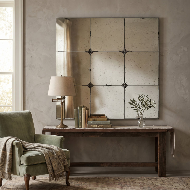 Miroir mural de salle de bain Emilio, Carrée, 35,8 po x 35,8 po