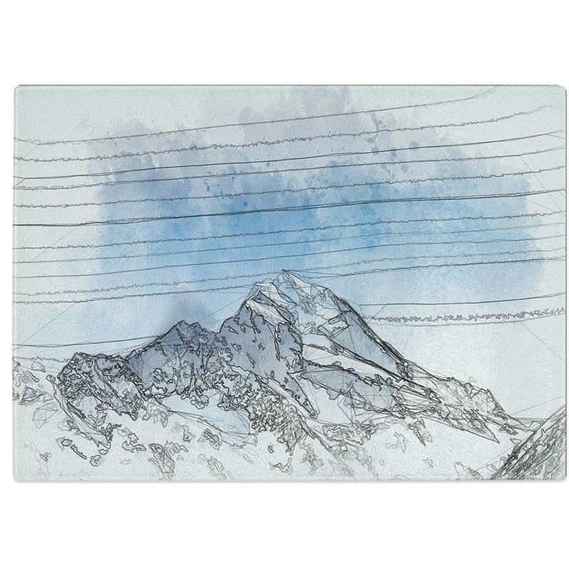Tempered Glass Snow Covered Aoraki Mount Cook Chopping Board, 39 cm W x 28.5 cm L