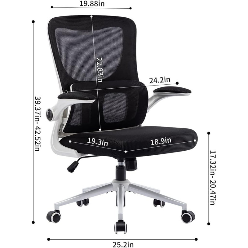 Chaise de bureau en filet Lutfie, Blanc