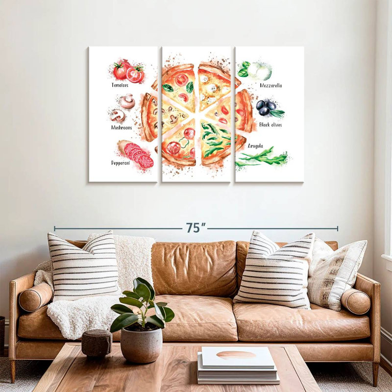 Yarlin Pizza Ingredients Splatter, 36" H x 57" W