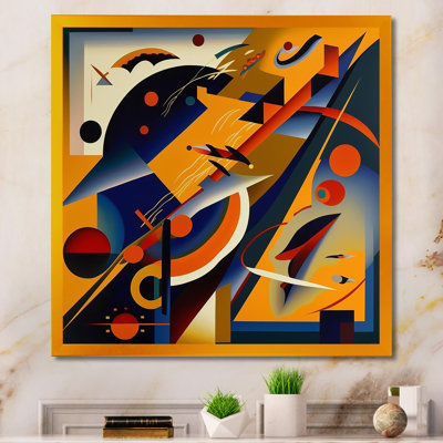 Multicolore géométrique formes orange IV - reproduction sur toile