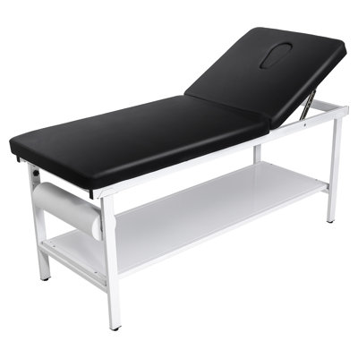 Medical Exam Table, 500LBS Loading Medical Examination Bed with 0°–40° Adjustable Backrest, Physical Therapy Exam Table with Storage Shelf & Paper Roll Dispenser for Hospital Clinic Rehab Center