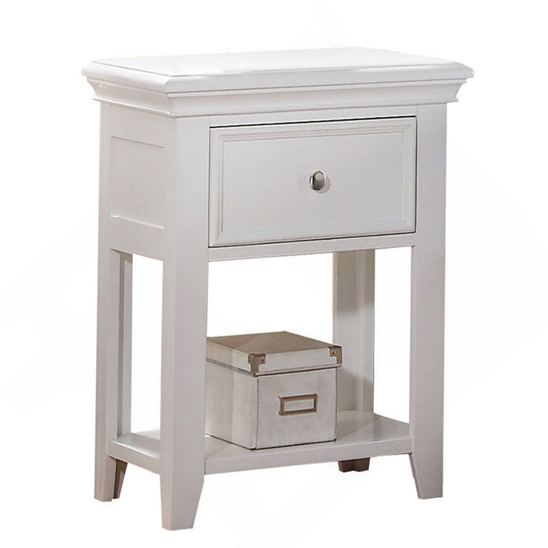 Table de chevet blanche avec tablette inférieure