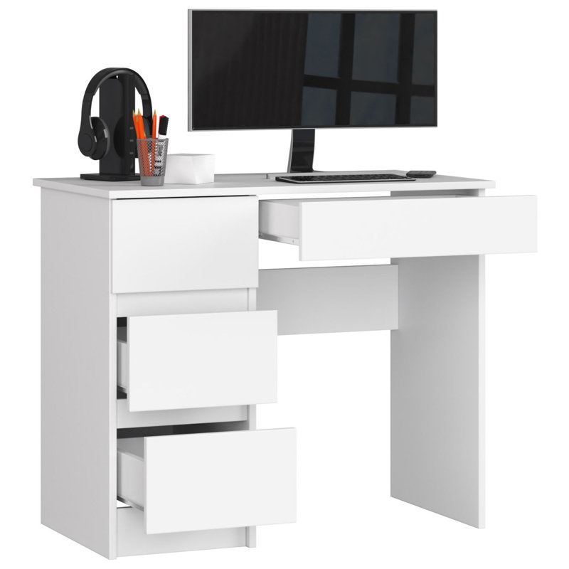 Elizeabeth Writing Desk, White, Left Hand Return