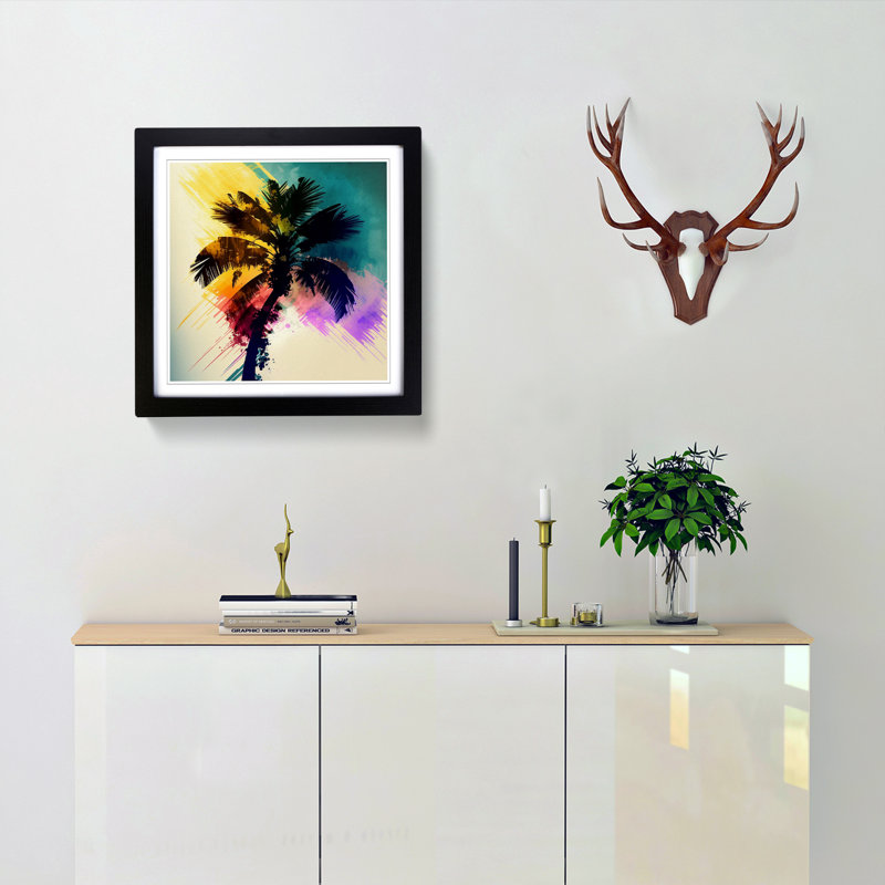 Palm Tree Abstract Expressionism - Framed Print, Black