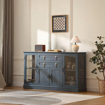 58.27‘’Sideboard Cabinet With Glass Doors and Drawers,Large Buffet Cabinet with adjustable shelves,for kitchen and dining room by Grove Gravity