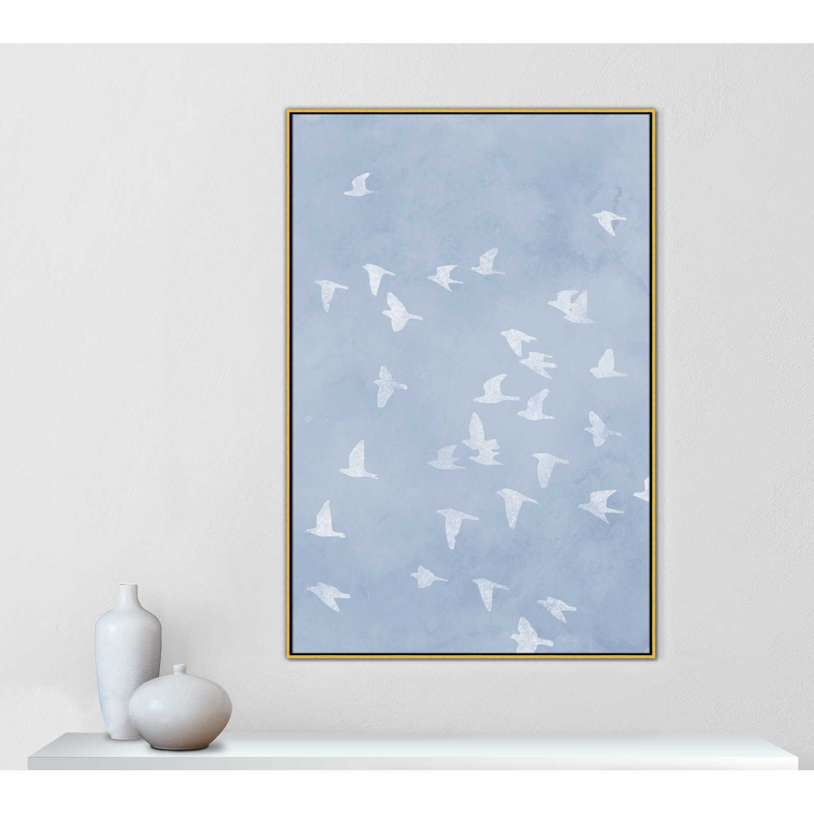 Flying Friends Print by Marcus Prime, 41.5'' W x 61.5'' H, Gold Floater