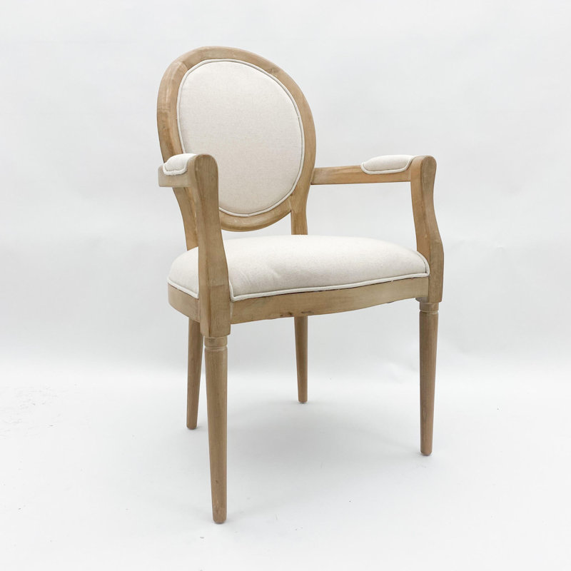 Mickael 45cm H Linen Upholstered King Louis Back Side Chair in Beige