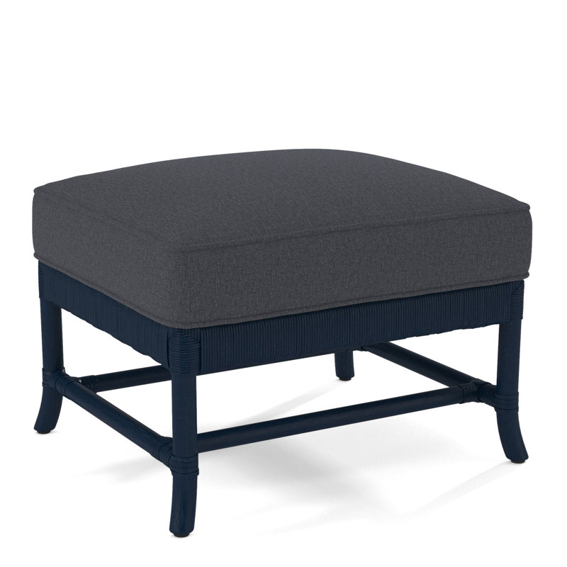 Lafayette Ottoman, Navy, White Performance Fabric; 0851-94