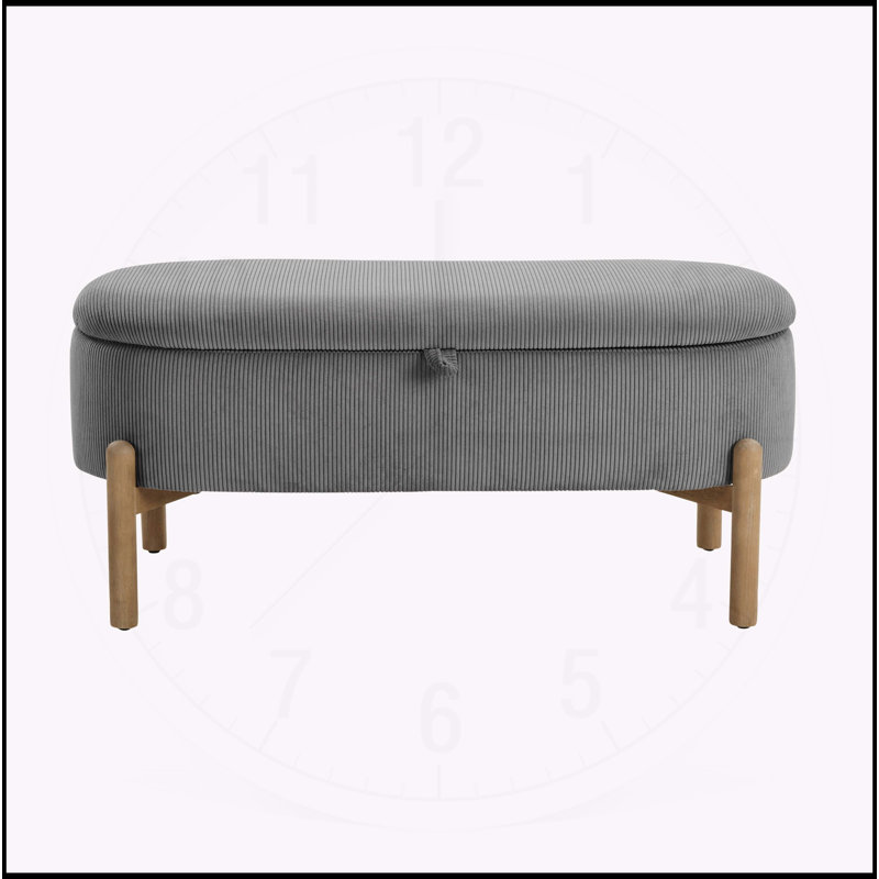 Charmant banc de rangement Mid-Century avec revêtement élégant et pieds solides, Gris