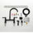 WESHI 15" Matte Black Double-Handle Bridge Kitchen Sink Faucet with Pull-Out Side Sprayer-120089034