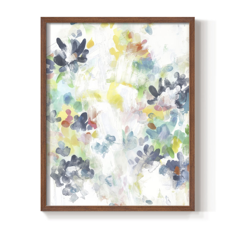 «Wall Flower Patterns II», reproduction encadrée - bois massif, H 15 po x l 12 po, Noyer