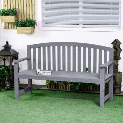 2 bancs d'extérieur en bois de 56 po avec accoudoirs pour patio, porche, piscine, balcon et banc gris, gris