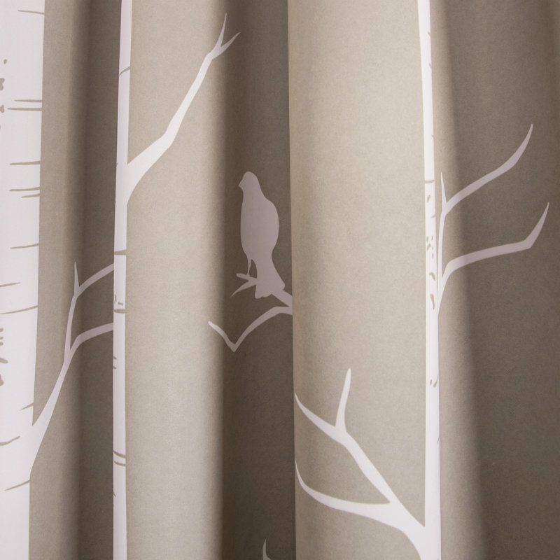 Bird On The Tree Room Darkening Curtain Pair, 52" W x 84" L, Wheat