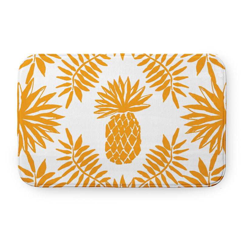 Tapis de bain Mango Pineapple Leaves, L 17 po x L 24 po, Jaune