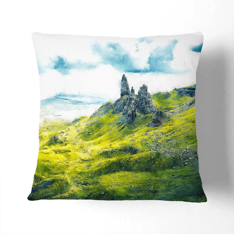 Old Man of Storr Isle of Skye Cushion with Filling, 55cm H x 55cm W x 20cm D, Black